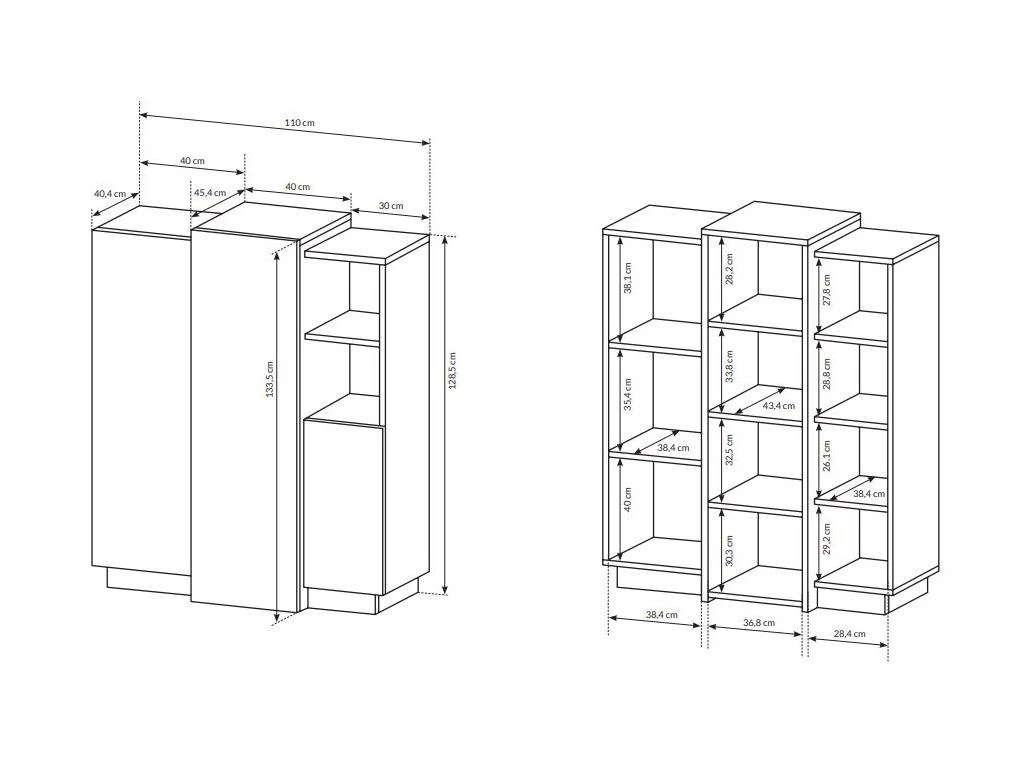 Buffet Haut FRANCOLI - 3 Portes Et 2 Niches - Blanc Et Chêne 9 Buffet Haut FRANCOLI - 3 Portes Et 2 Niches - Blanc Et Chêne – Image 7