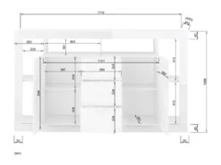 Buffet Avec 2 Portes Et 3 Tiroirs - Blanc Laqué - BALKA -Meubles Soldes Boutique buffet 5635241