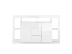 Buffet Avec 2 Portes Et 3 Tiroirs - Blanc Laqué - BALKA -Meubles Soldes Boutique buffet 5635243
