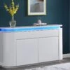 Buffet 4 Portes Et 2 Tiroirs Avec LEDs - MDF - Blanc Laqué - VANDANA -Meubles Soldes Boutique buffet 715515