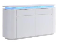 Buffet 4 Portes Et 2 Tiroirs Avec LEDs - MDF - Blanc Laqué - VANDANA -Meubles Soldes Boutique buffet 715523