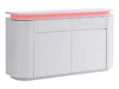 Buffet 4 Portes Et 2 Tiroirs Avec LEDs - MDF - Blanc Laqué - VANDANA -Meubles Soldes Boutique buffet 715527