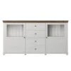 Buffet 180cm Avec LED Intégrées Collection ASSIA. Coloris Frêne Blanc Et Chêne. 2 Portes Et 4 Tiroirs.