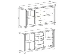 Buffet 180cm Avec LED Intégrées Collection ASSIA. Coloris Frêne Blanc Et Chêne. 2 Portes Et 4 Tiroirs. 11 Buffet 180cm Avec LED Intégrées Collection ASSIA. Coloris Frêne Blanc Et Chêne. 2 Portes Et 4 Tiroirs. -Meubles Soldes Boutique buffet 8932817