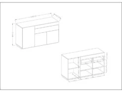 Buffet, Bahut, Enfilade KILES Trois Portes Et Un Tiroir. Coloris Blanc Et Gris. Style Design -Meubles Soldes Boutique buffet 8933261