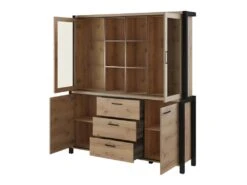 Ensemble Buffet Et Huche Avec éclairage LED Collection BOWIE. Meuble 4 Portes, 3 Tiroirs. Couleur Chêne Et Noir 9 Ensemble Buffet Et Huche Avec éclairage LED Collection BOWIE. Meuble 4 Portes, 3 Tiroirs. Couleur Chêne Et Noir -Meubles Soldes Boutique buffet 8934105