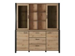 Ensemble Buffet Et Huche Avec éclairage LED Collection BOWIE. Meuble 4 Portes, 3 Tiroirs. Couleur Chêne Et Noir 10 Ensemble Buffet Et Huche Avec éclairage LED Collection BOWIE. Meuble 4 Portes, 3 Tiroirs. Couleur Chêne Et Noir -Meubles Soldes Boutique buffet 8934107