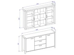 Ensemble Buffet Et Huche Avec éclairage LED Collection BOWIE. Meuble 4 Portes, 3 Tiroirs. Couleur Chêne Et Noir 11 Ensemble Buffet Et Huche Avec éclairage LED Collection BOWIE. Meuble 4 Portes, 3 Tiroirs. Couleur Chêne Et Noir -Meubles Soldes Boutique buffet 8934109
