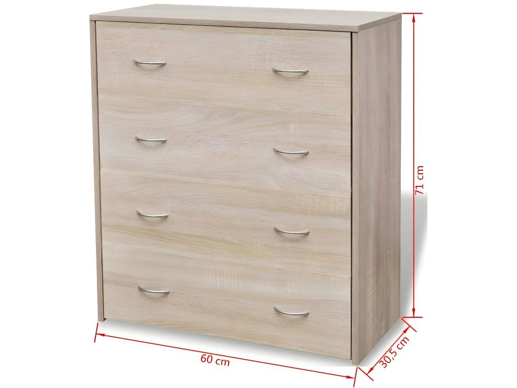 Buffet Bahut Armoire Console Meuble De Rangement Avec 4 Tiroirs 71 Cm Couleur De Chêne Marron 4402121 7 Buffet Bahut Armoire Console Meuble De Rangement Avec 4 Tiroirs 71 Cm Couleur De Chêne Marron 4402121 – Image 5