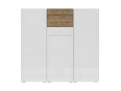 Buffet Haut Design Pour Salon Couleur Blanc Et Chêne Collection RIGA. 10 Buffet Haut Design Pour Salon Couleur Blanc Et Chêne Collection RIGA. -Meubles Soldes Boutique buffet 8934953