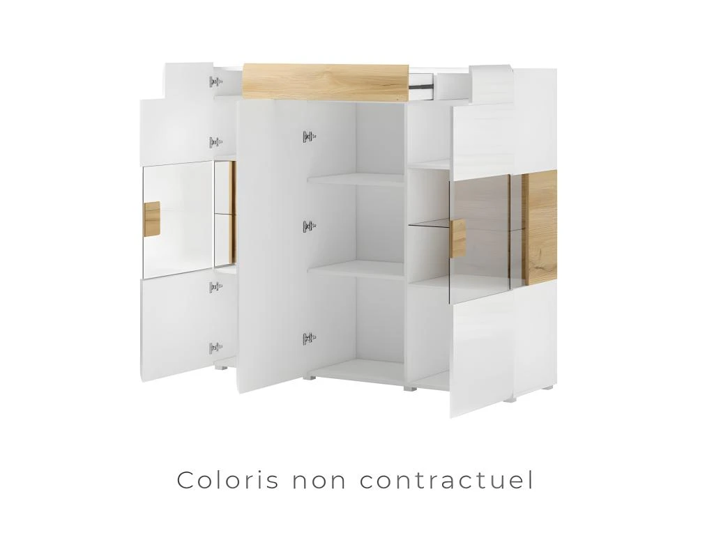 Buffet XL150cm Collection OHIO. Éclairage LED Intégré. Coloris Gris Anthracite Et Chêne. 4 Buffet XL150cm Collection OHIO. Éclairage LED Intégré. Coloris Gris Anthracite Et Chêne. – Image 2