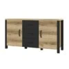 Buffet 150cm Collection DARWIN. Couleur Chêne Clair Et Noir. 2 Portes Et 3 Tiroirs 2 Buffet 150cm Collection DARWIN. Couleur Chêne Clair Et Noir. 2 Portes Et 3 Tiroirs -Meubles Soldes Boutique buffet 8942817