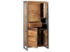 PALISSA - Buffet 4 Portes 1 Tiroir Bois Et Acier Patiné -Meubles Soldes Boutique buffet 9514887