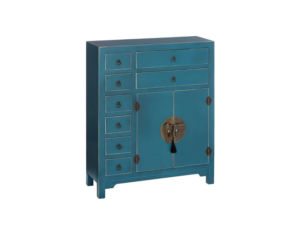 IVANA BLEU - Meuble D'Entrée 2 Portes 8 Tiroirs 3 IVANA BLEU - Meuble D'Entrée 2 Portes 8 Tiroirs