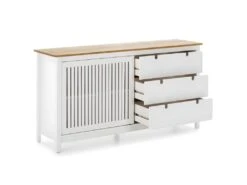 MALIA - Buffet Bas 3 Tiroirs 1 Porte Bois Ciré Et Blanc 9 MALIA - Buffet Bas 3 Tiroirs 1 Porte Bois Ciré Et Blanc -Meubles Soldes Boutique buffet 9527621