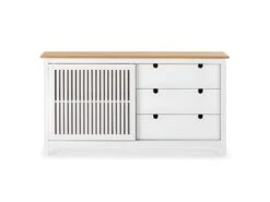 MALIA - Buffet Bas 3 Tiroirs 1 Porte Bois Ciré Et Blanc 10 MALIA - Buffet Bas 3 Tiroirs 1 Porte Bois Ciré Et Blanc -Meubles Soldes Boutique buffet 9527623