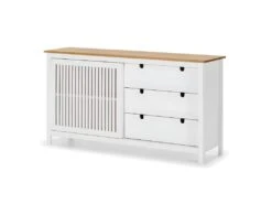MALIA - Buffet Bas 3 Tiroirs 1 Porte Bois Ciré Et Blanc 11 MALIA - Buffet Bas 3 Tiroirs 1 Porte Bois Ciré Et Blanc -Meubles Soldes Boutique buffet 9527625