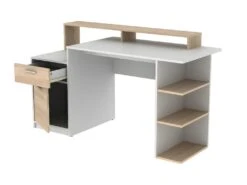 Bureau Avec Rangements ZACHARIE - Blanc Et Chêne 22 Bureau Avec Rangements ZACHARIE - Blanc Et Chêne -Meubles Soldes Boutique bureau 369185