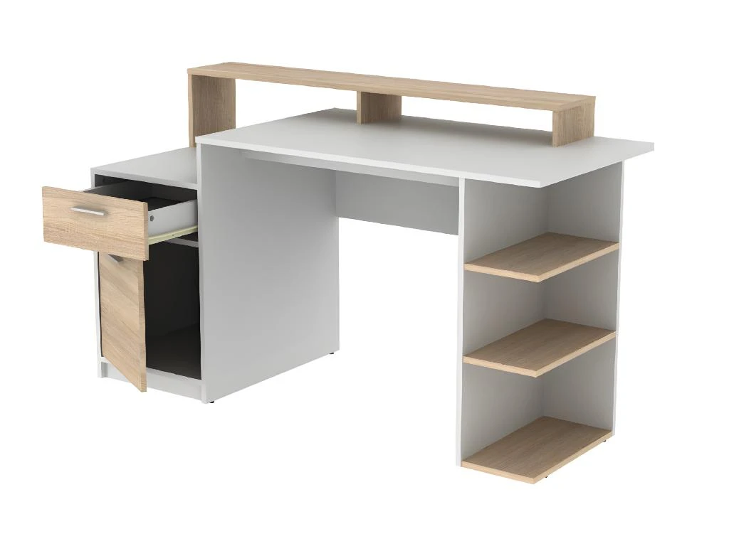 Bureau Avec Rangements ZACHARIE - Blanc Et Chêne 12 Bureau Avec Rangements ZACHARIE - Blanc Et Chêne – Image 10