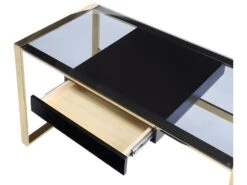 Bureau Avec 1 Tiroir - Verre Trempé Et Acier - Noir Et Doré - SALI De Pascal Morabito -Meubles Soldes Boutique bureau 437413