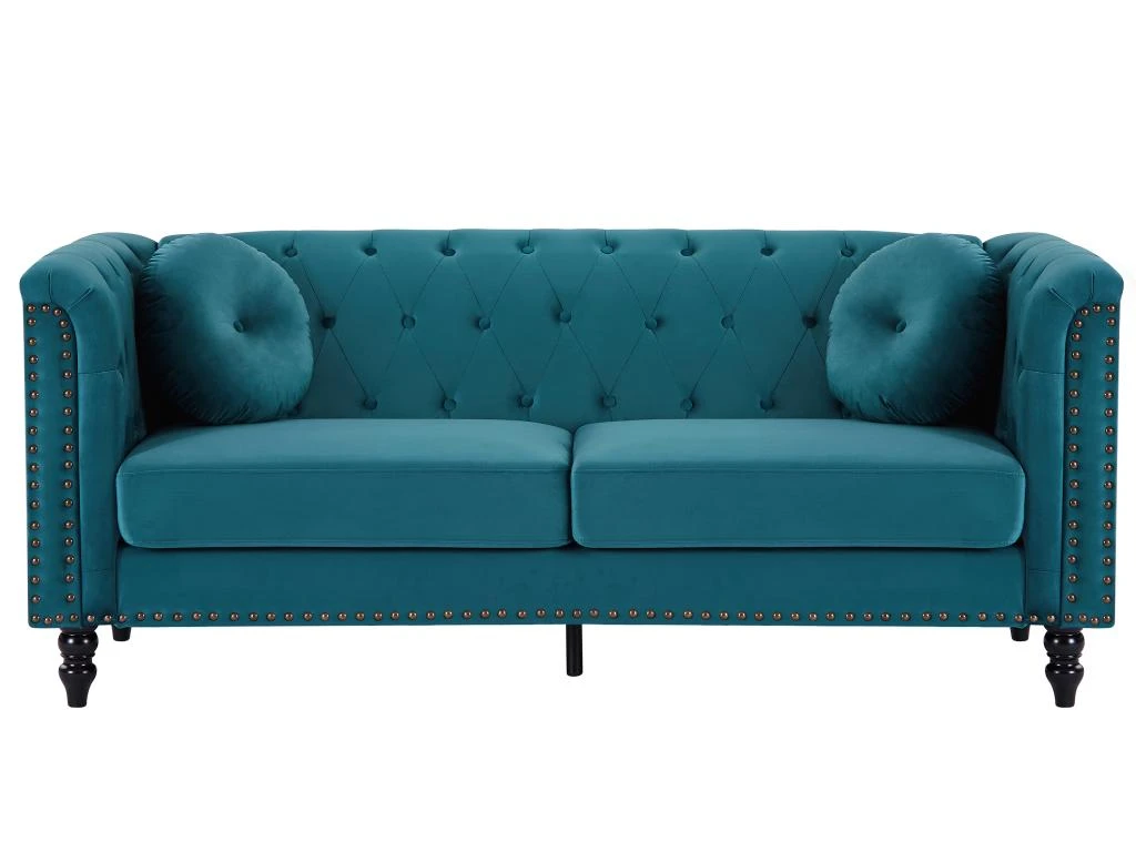 Canapé 3 Places En Velours Bleu Canard TURNER 9 Canapé 3 Places En Velours Bleu Canard TURNER – Image 7