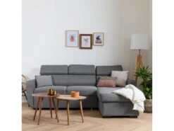 Canapé D'angle Convertible WARREN 3 Places Gris - HAPPY GARDEN