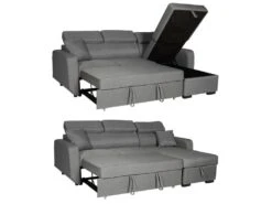 Canapé D'angle Convertible WARREN 3 Places Gris - HAPPY GARDEN -Meubles Soldes Boutique canape 10779109