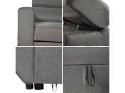 Canapé D'angle Convertible WARREN 3 Places Gris - HAPPY GARDEN -Meubles Soldes Boutique canape 10779111