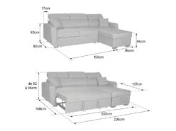 Canapé D'angle Convertible WARREN 3 Places Gris - HAPPY GARDEN -Meubles Soldes Boutique canape 10779113