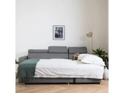 Canapé D'angle Convertible WARREN 3 Places Gris - HAPPY GARDEN -Meubles Soldes Boutique canape 10779115