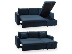 Canapé D'angle Convertible CLARK 3 Places Bleu - HAPPY GARDEN -Meubles Soldes Boutique canape 10780535
