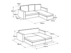 Canapé D'angle Convertible CLARK 3 Places Bleu - HAPPY GARDEN -Meubles Soldes Boutique canape 10780539