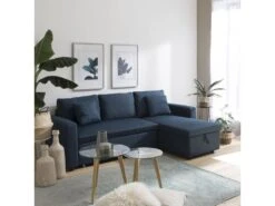 Canapé D'angle Convertible CLARK 3 Places Bleu - HAPPY GARDEN -Meubles Soldes Boutique canape 10780541