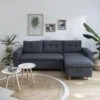 Canapé D'angle Convertible WADE 3 Places Gris Chiné - HAPPY GARDEN -Meubles Soldes Boutique canape 10780617