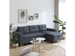 Canapé D'angle Convertible WADE 3 Places Gris Chiné - HAPPY GARDEN -Meubles Soldes Boutique canape 10780627