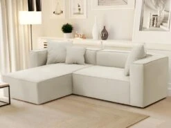 Canapé D'angle Gauche En Tissu Crème ACACE 11 Canapé D'angle Gauche En Tissu Crème ACACE -Meubles Soldes Boutique canape 10877237