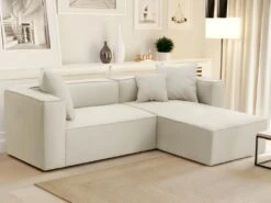 Canapé D'angle Droit En Tissu Crème ACACE -Meubles Soldes Boutique canape 10877243