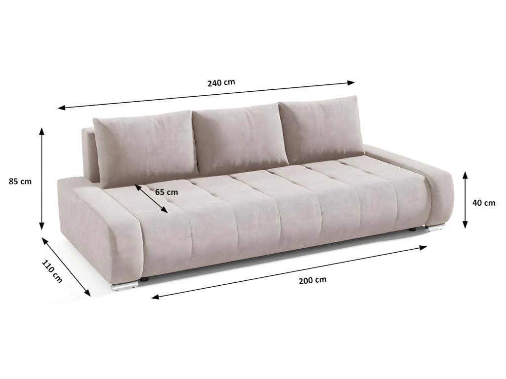 Canapé Convertible 3 Places Avec Coffre Jonas Crème 7 Canapé Convertible 3 Places Avec Coffre Jonas Crème – Image 5