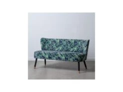 Canapé Bleu Avec Feuilles Velours/Bois - TSAMI