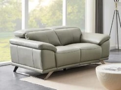 Canapé 2 Places En Cuir De Vachette Gris Clair AZIDEE II