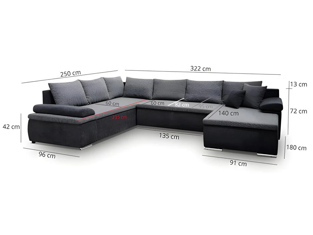 Canapé D'angle Panoramique Convertible Et Réversible En Simili Et Tissu DAKOTA - Marron 9 Canapé D'angle Panoramique Convertible Et Réversible En Simili Et Tissu DAKOTA - Marron – Image 7