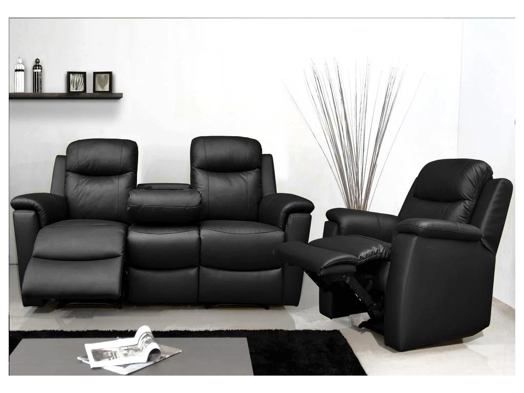 Canapé 2 Places Relax EVASION En Cuir - Gris Clair 16 Canapé 2 Places Relax EVASION En Cuir - Gris Clair – Image 15