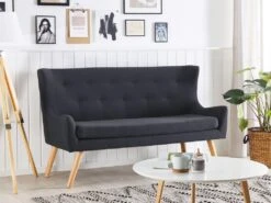Canapé Banquette 2 Places En Tissu Noir SKIBBY