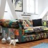 Canapé 3 Places Patchwork En Tissu Jaune CHESTERFIELD -Meubles Soldes Boutique canape 11780911
