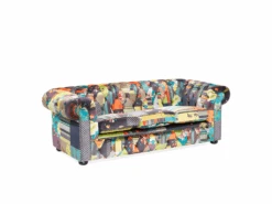 Canapé 3 Places Patchwork En Tissu Jaune CHESTERFIELD -Meubles Soldes Boutique canape 11780917