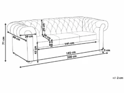 Canapé 3 Places Patchwork Bordeaux Violet CHESTERFIELD -Meubles Soldes Boutique canape 11782111