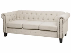 Canapé 3 Places En Tissu Beige Avec Pieds Droits CHESTERFIELD -Meubles Soldes Boutique canape 11783423