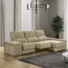 Canapé D'angle Droit Relax En Tissu Beige Avec Têtières FERNANDO -Meubles Soldes Boutique canape 11910523
