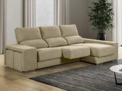 Canapé D'angle Droit Relax En Tissu Beige Avec Têtières FERNANDO -Meubles Soldes Boutique canape 11910525