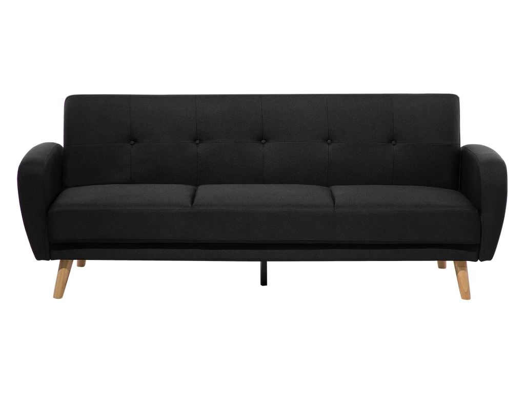 Canapé Convertible 3 Places En Tissu Noir FLORLI 4 Canapé Convertible 3 Places En Tissu Noir FLORLI – Image 2